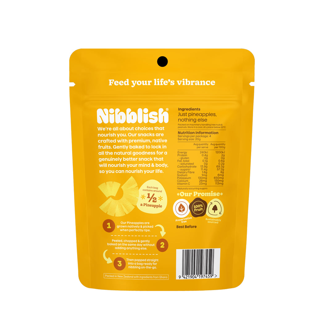 Nibblish, Gently Baked Pineapple, 80g