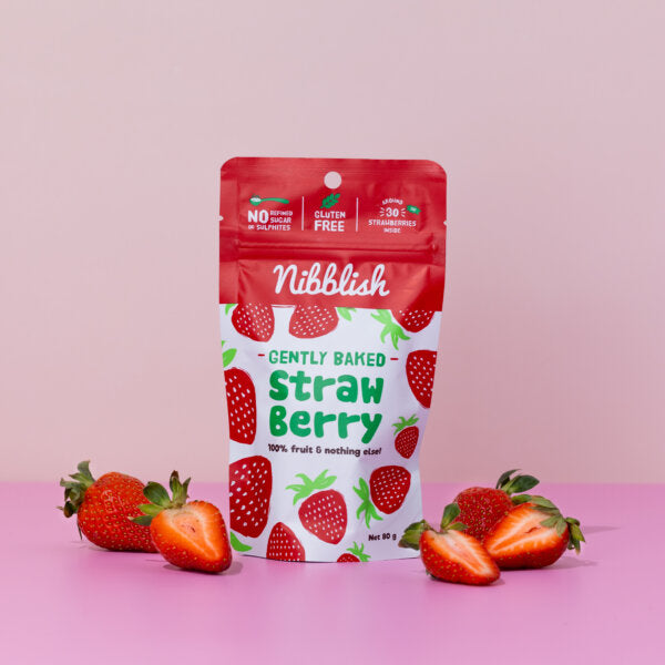 Nibblish, Gently Baked Strawberry, 80g - Healthy Snacks NZ