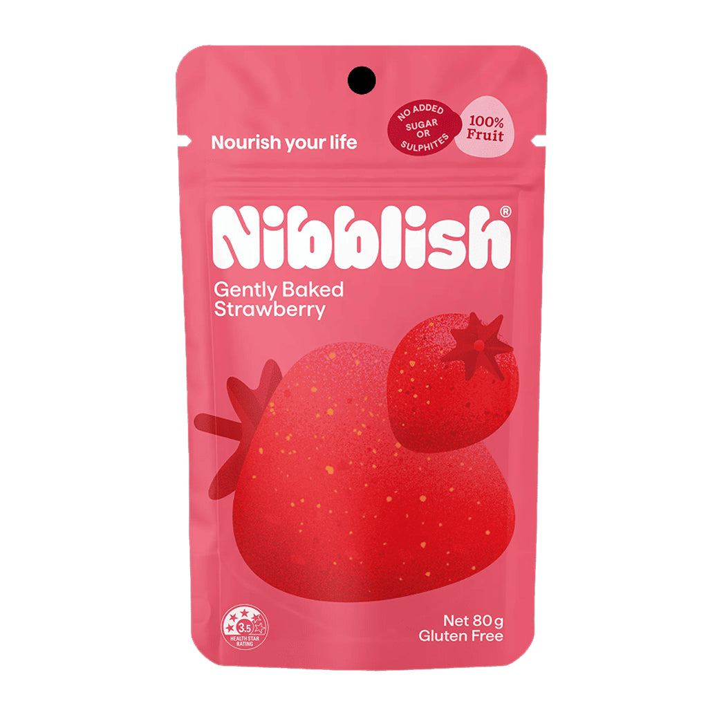 Nibblish Gently Baked Strawberry package on a white background