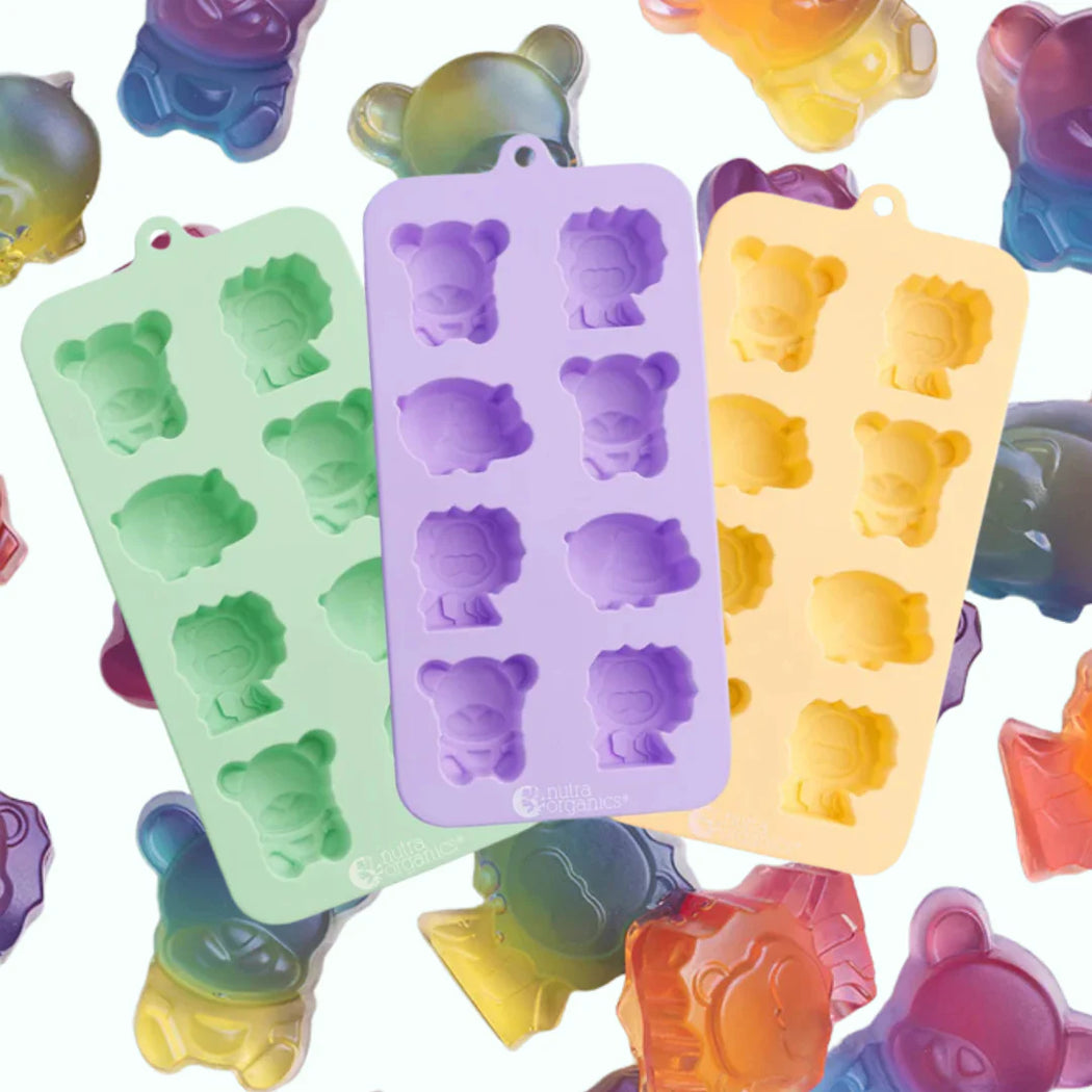 (3pc) Nutra Organics Silicone Animal Gummy Moulds - Healthy Snacks NZ