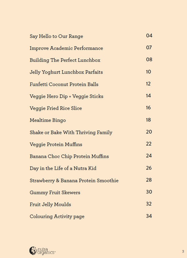 Nutra Organics, Kids Nutrition Recipe Booklet - Healthy Snacks NZ