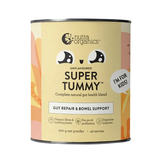 Nutra Organics, Super Tummy Powder, Unflavored, (GF/V), 200g - Healthy Snacks NZ