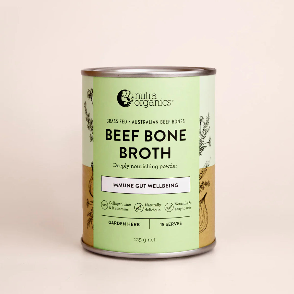 Nutra Organics, Beef Bone Broth, Hearty Original (DF/GF), 125g - Healthy Snacks NZ