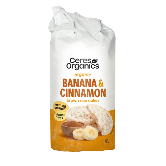 Organic Brown Rice Cakes, Banana & Cinnamon - Healthy Snacks NZ