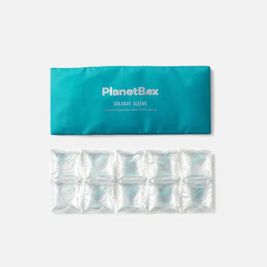 PlanetBox cold kit sleeve with ice packs on a white background
