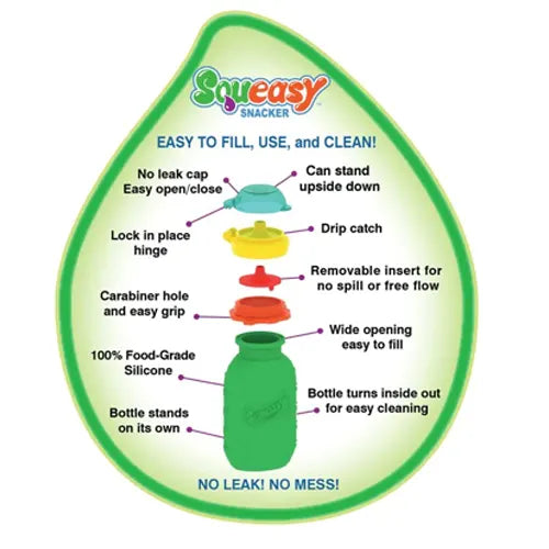 Squeasy Snacker Silicone Reusable Food Pouch, 180ml - Healthy Snacks NZ