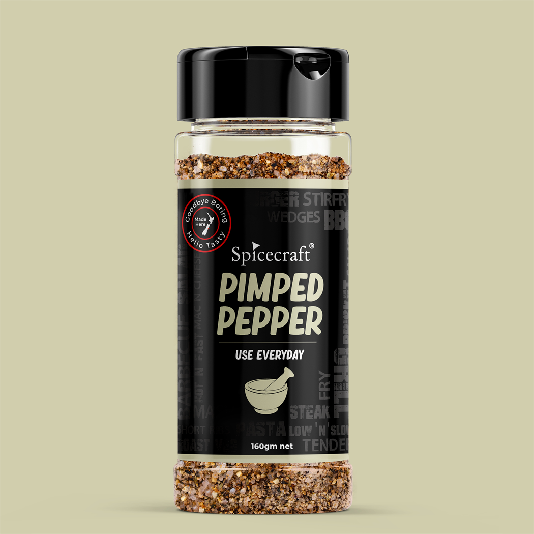 Spicecraft pimped pepper jar on a beige background