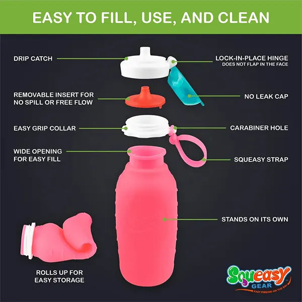 Squeasy Snacker Silicone Food Pouch, LARGE, 475ml - Healthy Snacks NZ