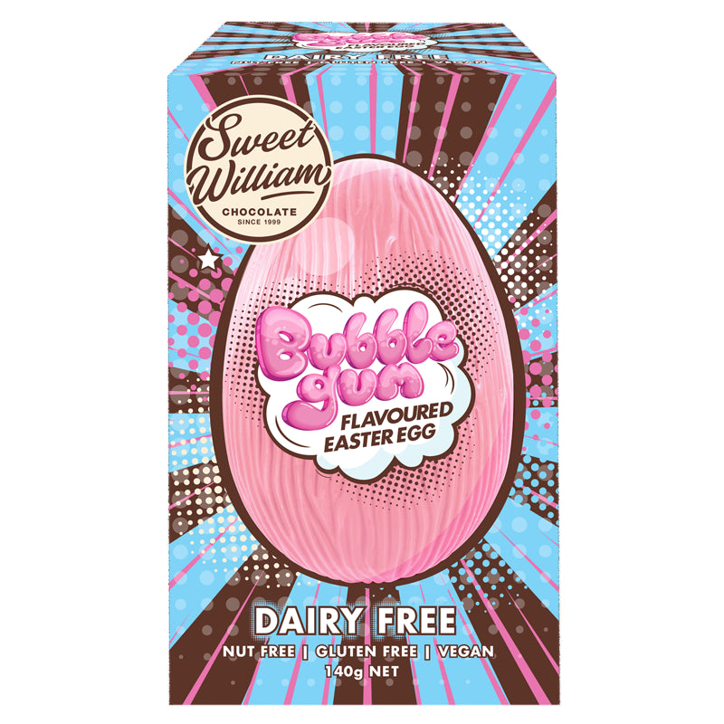 Sweet William, Bubblegum Flavoured Hollow VEGAN Easter Egg (V/DF/GF), 140g - Healthy Snacks NZ