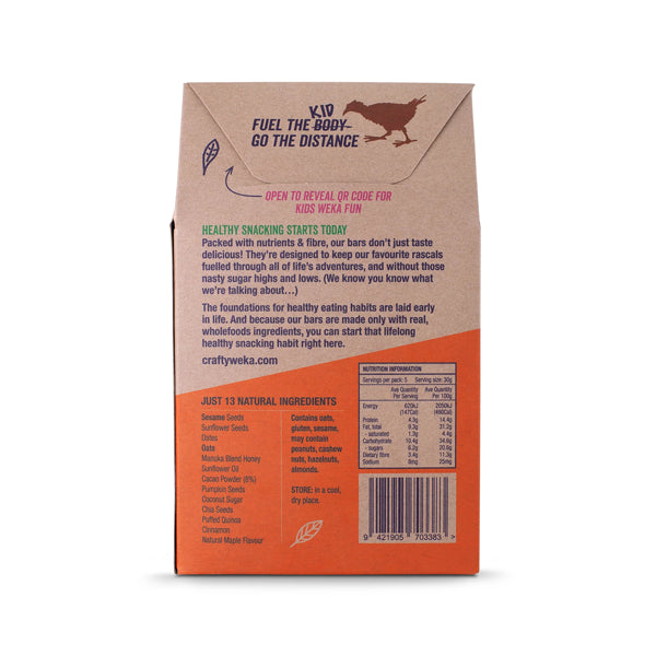 The Crafty Weka Kids, Snack Bars, 150g - Healthy Snacks NZ