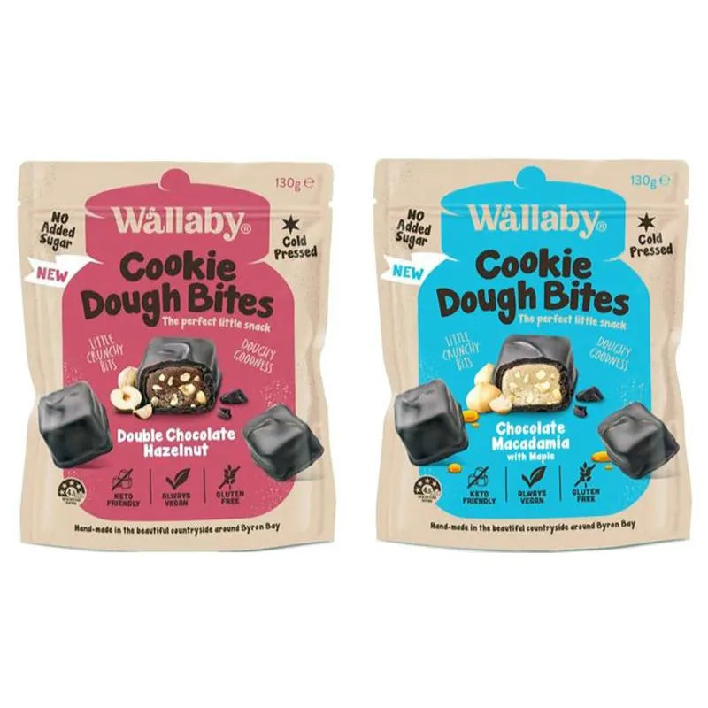 Wallaby Cookie Dough Bites Chocolate Bites (GF/V), 130g - Healthy Snacks NZ