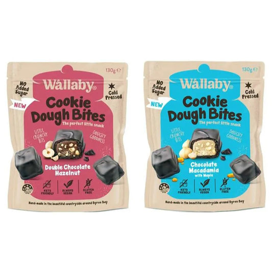 Wallaby Cookie Dough Bites Chocolate Bites (GF/V), 130g - Healthy Snacks NZ
