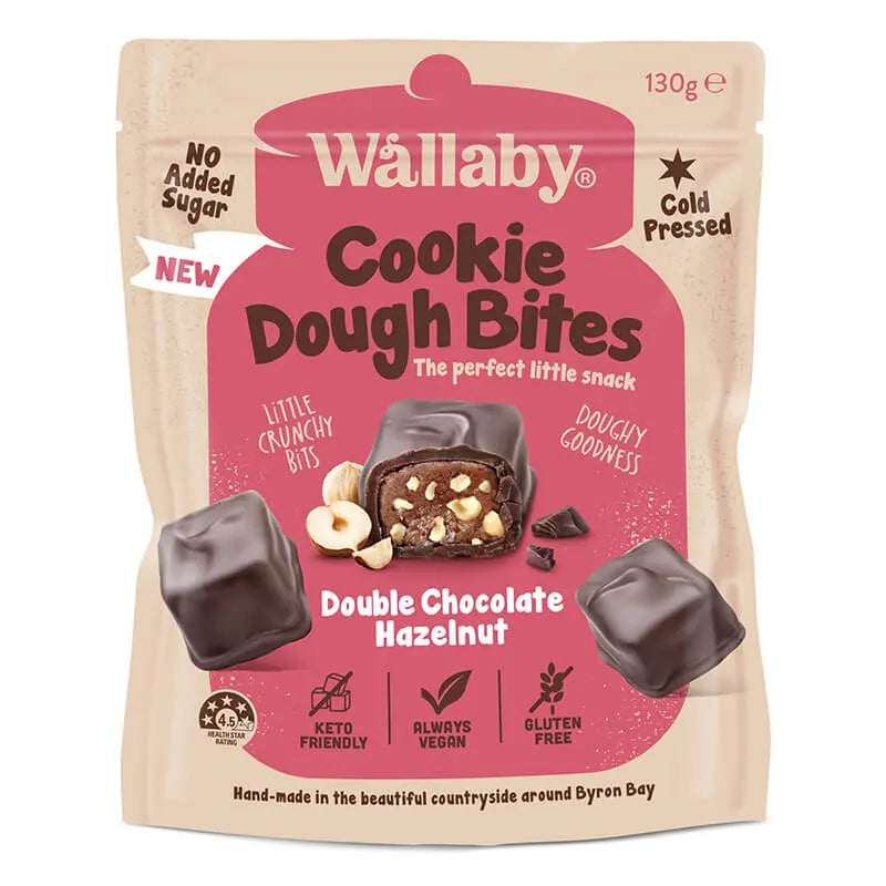 Wallaby Cookie Dough Bites Chocolate Bites (GF/V), 130g - Healthy Snacks NZ