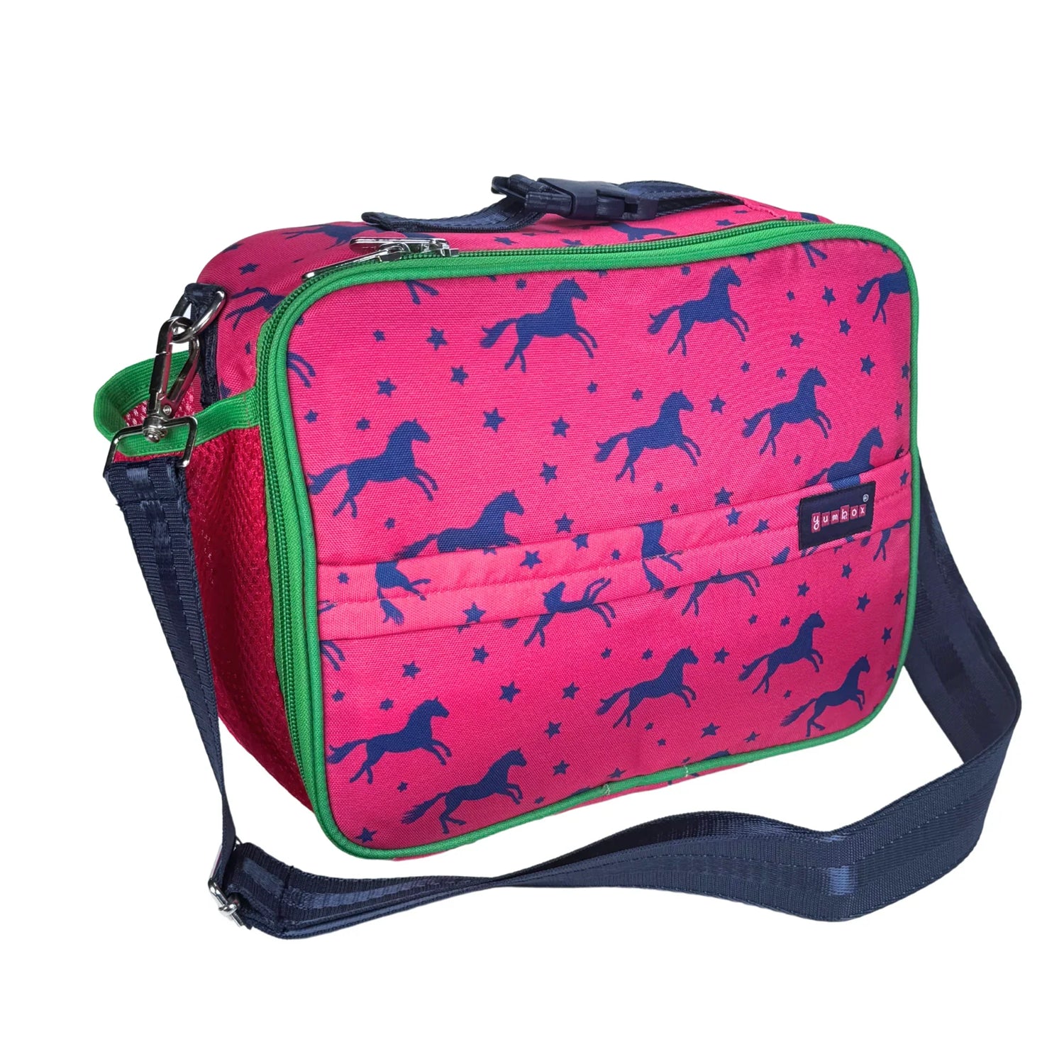 Pink bag with horse pattern on a white background