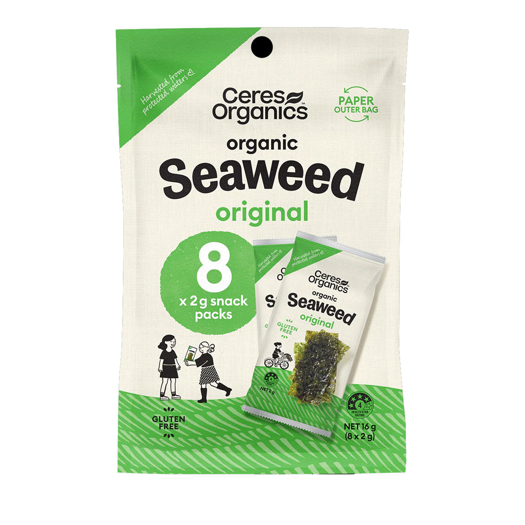 Organic Seaweed Snack, Original, Multi-pack, 8 x 2g - Healthy Snacks NZ