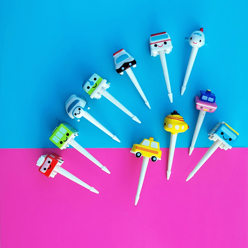 (11pc) 3D Food Picks, Transport - Healthy Snacks NZ