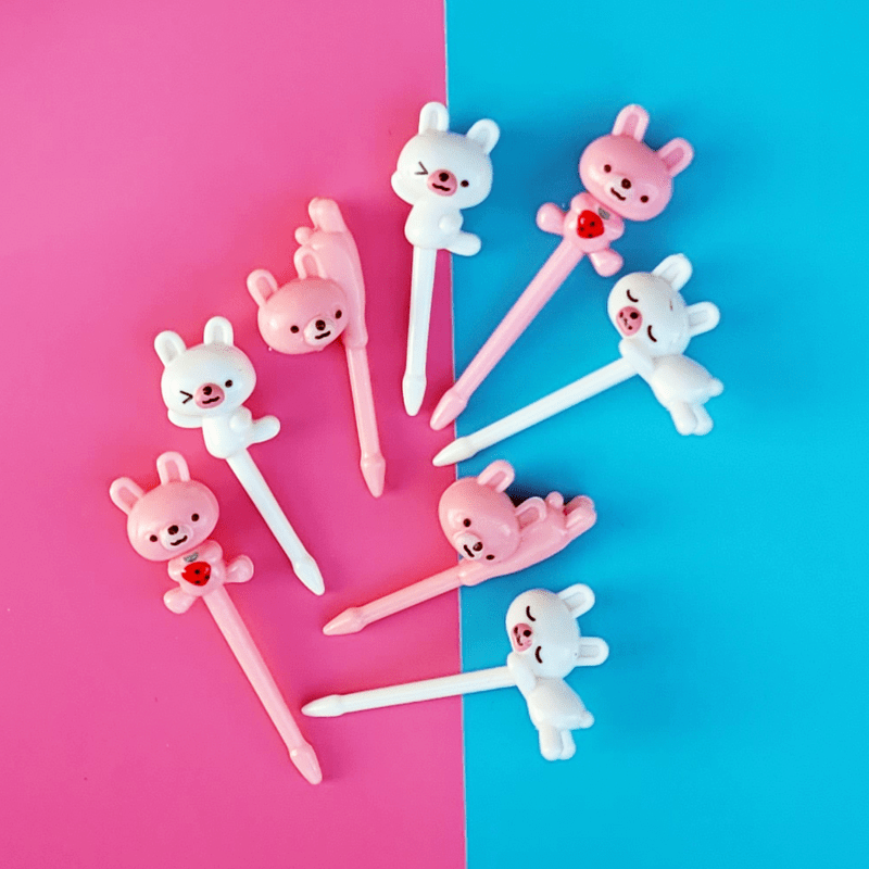 (8pc) 3D Food Picks, Bunny - Healthy Snacks NZ
