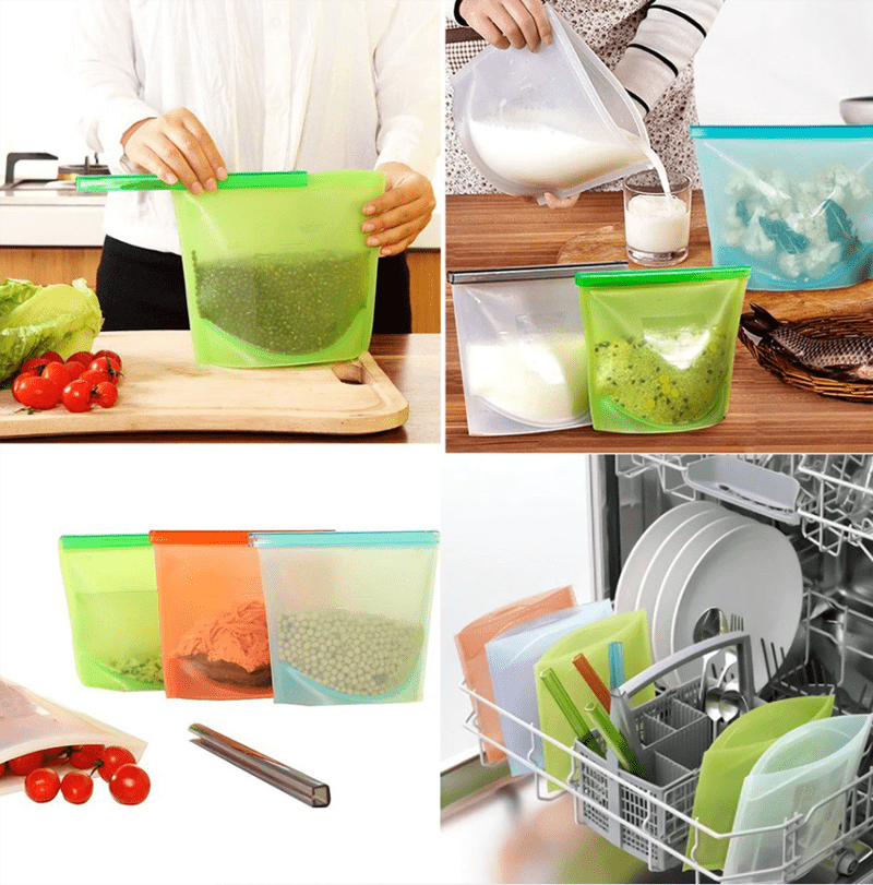 (3pc) Silicone Food Bags, Multiple Sizes - Healthy Snacks NZ