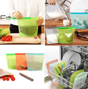 (3pc) Silicone Food Bags, Multiple Sizes