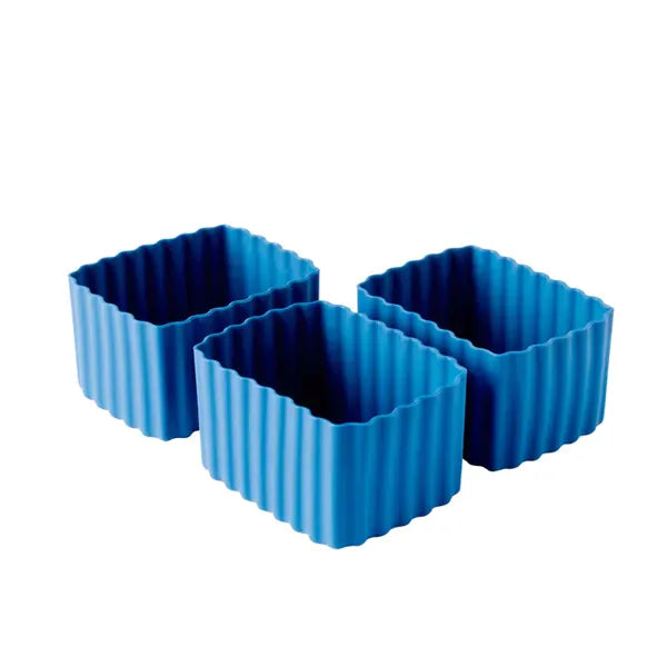 (3pc) Little Lunch Box Co, Bento Cups, Rectangular Small, Blue - Healthy Snacks NZ