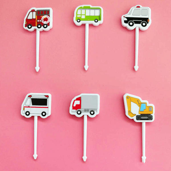 (6pc) Food Picks, Vehicles - Healthy Snacks NZ