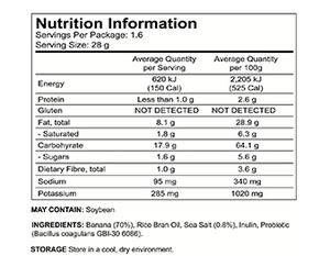 Banana Joe Chips, Sea Salt, Nutrition - Buy Online NZ - AfterPay - Healthy Snacks NZ