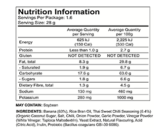 Banana Joe Chips, Thai Sweet Chili, Nutrition - Buy Online NZ - AfterPay - Healthy Snacks NZ