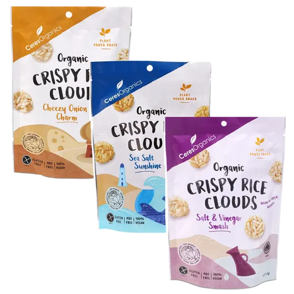 Crispy Rice Clouds, Assorted Flavours, 50g - Healthy Snacks NZ