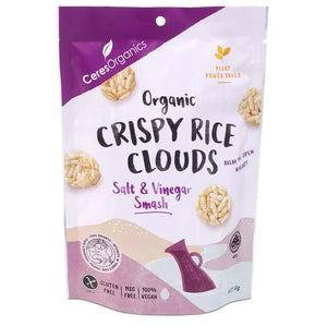 Ceres Organics, Crispy Rice Clouds Salt & Vinegar Smash, 50g - Healthy Snacks NZ