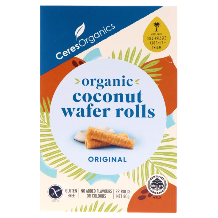 Organic Coconut Wafer Rolls, Original - Healthy Snacks NZ