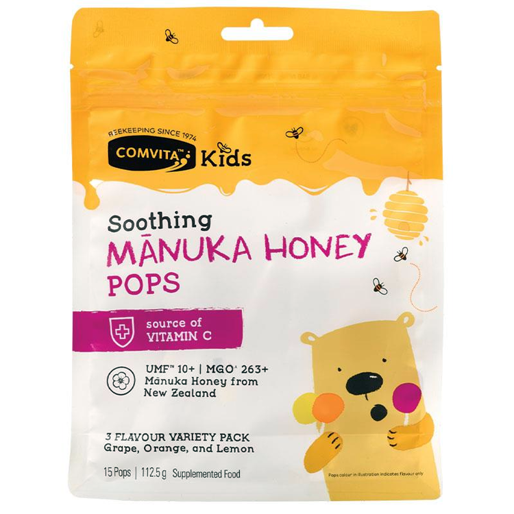 Comvita Kids UMF 10+ Manuka Honey Soothing Pops 15 Pack - Healthy Snacks NZ - Order Online