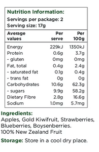 Healthy Snacks NZ - NZ Fruit Medley Freeze-dried - Nutrition