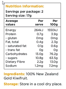 Healthy Snacks NZ - NZ Gold Kiwifruit Freeze-dried - Nutrition
