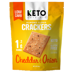 KETO Almond Flour Crackers, Cheddar & Onion, 64g - Healthy Snacks NZ
