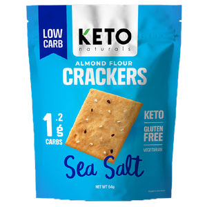 KETO Almond Flour Crackers, Sea Salt, 64g - Healthy Snacks NZ
