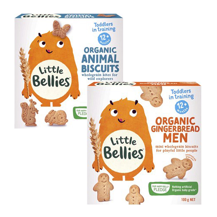 Little Bellies, Organic Biscuits. No sugar added, all natural, organic. New Packaging. Healthy Snacks NZ.