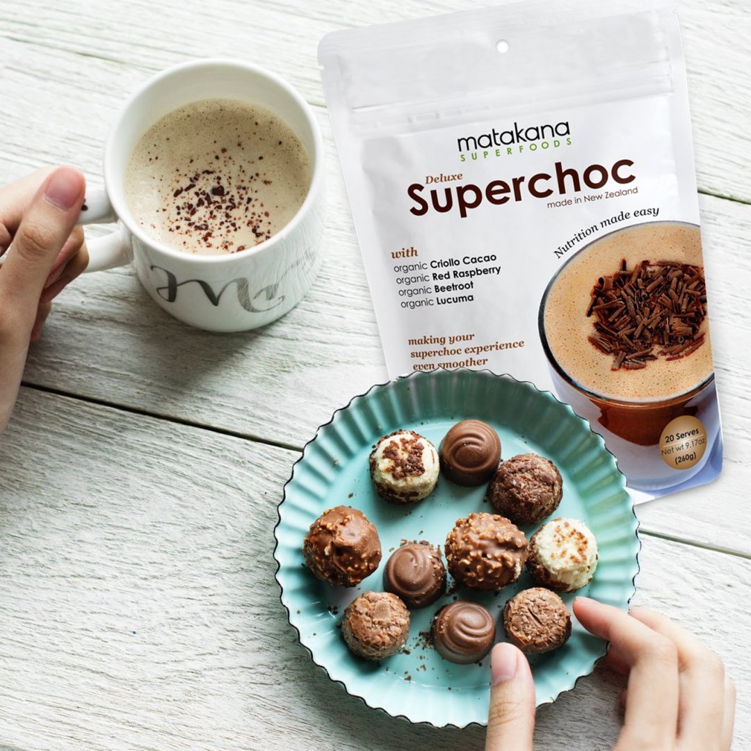 SuperChoc Hot/Cold Cacao Mix (GF/DF/V), 260g - Healthy Snacks NZ