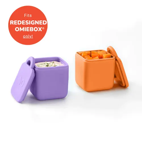(2pc) OmieBox Silicone Dip Containers, Assorted Colours - Healthy Snacks NZ