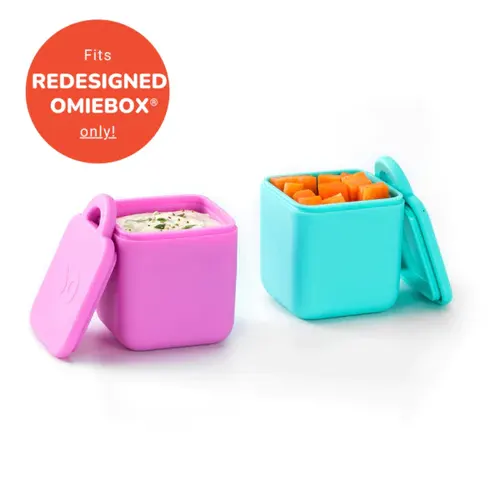 (2pc) OmieBox Silicone Dip Containers, Assorted Colours - Healthy Snacks NZ