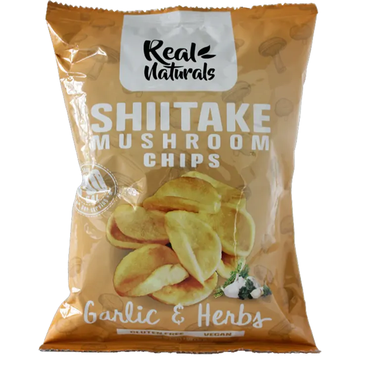Real Naturals, Shiitake Mushroom Chips, Garlic & Herb - Healthy Snacks NZ
