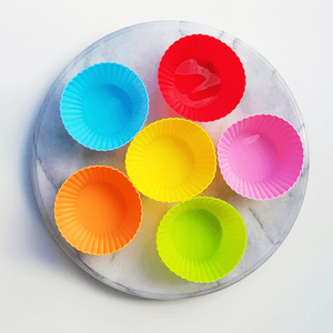 (6pc) Premium Extra Thick Jumbo Silicone Food Cups, Mixed Colours