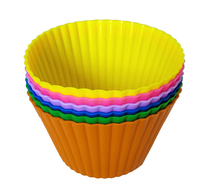 (6pc) Premium Extra Thick Jumbo Silicone Food Cups, Mixed Colours
