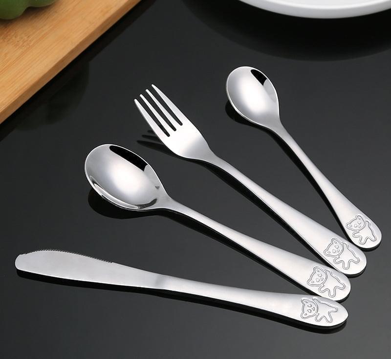 (4pc) Stainless Steel Kids Cutlery Set