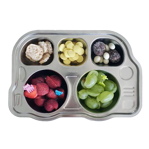 Stainless Steel Kids Divided Plate - Bus - Healthy Snacks NZ - Fast Shipping