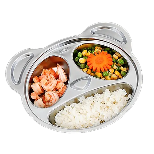 Stainless Steel Kids Divided Plate Panda Healthy Snacks NZ