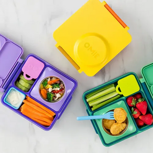 OmieBox Bento Box for Kids - Insulated Bento Lunch Box with Leak Proof  Thermos Food Jar - 3 Compartments, Two Temperature Zones - (Sunshine)