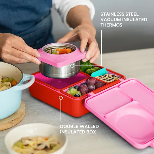 OmieBox V.2 Thermal Hot & Cold Lunchbox, Assorted Colours - Healthy Snacks NZ
