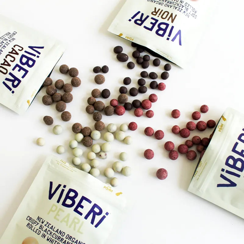 VIBERI, Organic Chocolate Rolled Blackcurrants, 90g - Healthy Snacks NZ