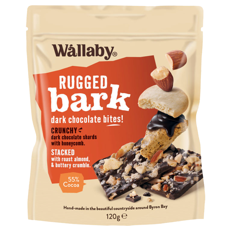 Wallaby, Dark Chocolate Rugged Bark (GF), Honeycomb, 120g - Healthy Snacks NZ
