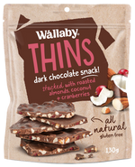 Load image into Gallery viewer, Wallaby, Almond Chocolate Thins with Coconut &amp; Cranberries(GF), 130g - Healthy Snacks NZ
